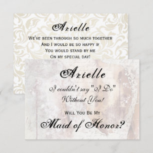 Waterverf Lace Dress Regency Maid of Honor Invite Kaart