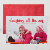 Waterverf Lachen All the Way Vakantie Fotokaart Feestdagenkaart (Voorkant / Achterkant)
