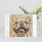 Waterverf lachende franse buldog bedankkaart (Staand voorkant)
