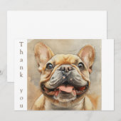 Waterverf lachende franse buldog bedankkaart (Voorkant / Achterkant)