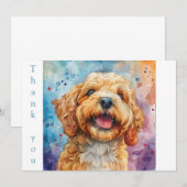 Waterverf Lachende Goldendoodle Bedankkaart (Voorkant / Achterkant)