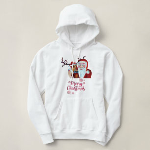 Waterverf Lachende Kerstman Rudolf Glimlach Hoodie