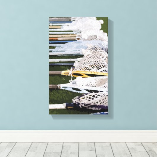 Waterverf Lacrosse Sticks Canvas Afdruk (Insitu (Houten vloer))