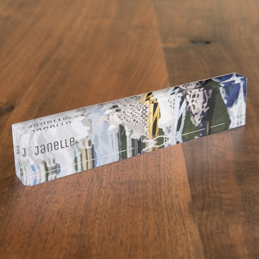 Waterverf Lacrosse Sticks Naambordje (Zijkant)