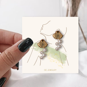 Waterverf Lady Jewerly Earring Display Vierkante Visitekaartje
