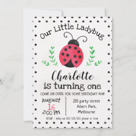 Waterverf Ladybug Birthday-uitnodiging Kaart