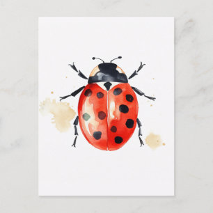 Waterverf Ladybug Briefkaart