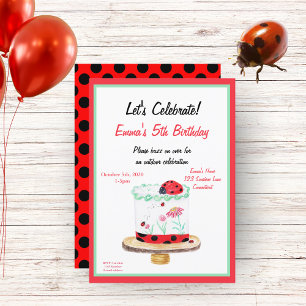 Waterverf Ladybug Cake Birthday Kaart