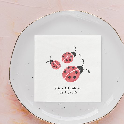Waterverf Ladybug Paper Napkins Servetten