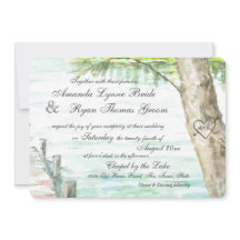 Waterverf Lake en gesneden boomhart