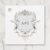 Waterverf Lakeside Wedding Monogram Crest Bedankjes Labels (Voorkant)