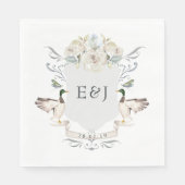 Waterverf Lakeside Wedding Monogram Crest Servet (Voorkant)