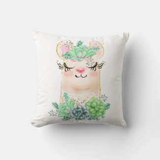 Waterverf Lama met Succulenten Worp Kussen