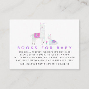 Waterverf Lama thema Baby Shower Boeken voor Baby Informatiekaartje
