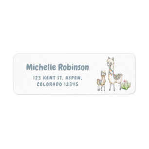Waterverf Lama thema Baby Shower Etiket
