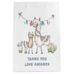 Waterverf Lama thema Baby Shower Medium Cadeauzakje