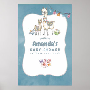 Waterverf Lama thema Baby Shower Welkom Poster