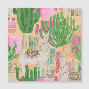 Waterverf lama's, cactussen: naadloos patroon.