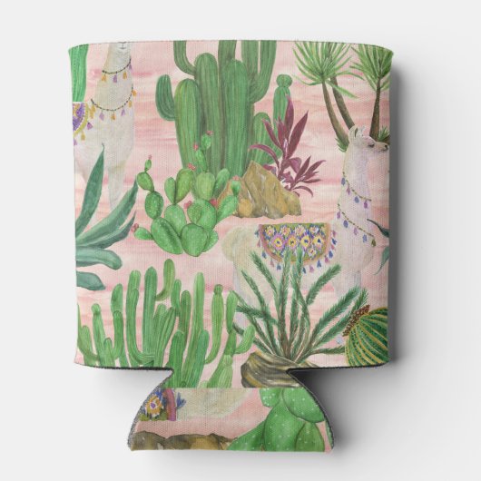 Waterverf lama's en cactussen. blikjeskoeler (Achterkant)