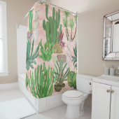 Waterverf lama's en cactussen. douchegordijn (In situ)