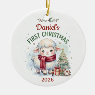 Waterverf Lammetje Baby Eerste Kerstmis Maatwerk Keramisch Ornament