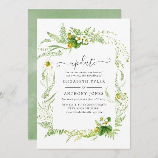 Waterverf Land Rustic Greenery Wedding Update Kaart (Voorkant / Achterkant)