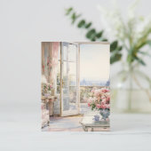 Waterverf land woonkamer feestdagenkaart (Staand voorkant)