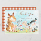 Waterverf landbouwhuisdieren bedankkaart (Voorkant / Achterkant)