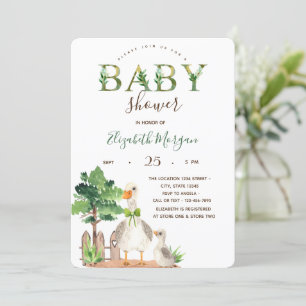 Waterverf landbouwhuisdieren Goose Baby shower Kaart