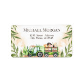 Waterverf Landdieren Tractor Baby shower Etiket (Voorkant)