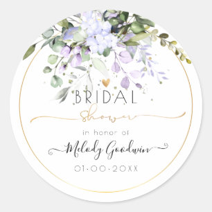 Waterverf Landelijk Paarse Eucalyptus Douche Ronde Sticker