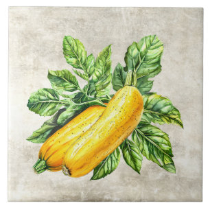 Waterverf Landelijke Gele Courgette Neptextuur Tegeltje