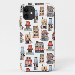 Waterverf Landelijke Huizen Makelaar iPhone 11 Hoesje