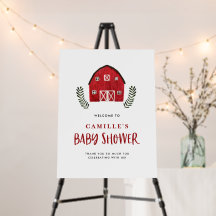 Waterverf Landelijke Rode Schuur Baby Shower