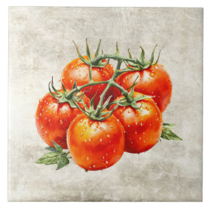 Waterverf Landelijke Rode Tomaten Nep Textuur  Tegeltje