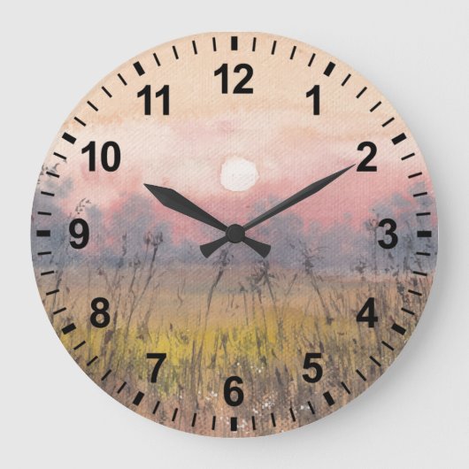 Waterverf Landscape Morning Light Clock Grote Klok (Voorkant)