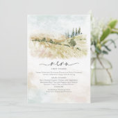 Waterverf Landscape Wedding Menu Sage Green ID786 (Staand voorkant)