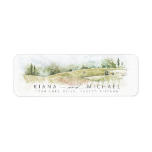 Waterverf Landscape Wedding Sage Green ID786 Etiket