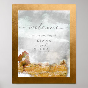 Waterverf Landscape Wedding Welcome Autumn ID786 Poster