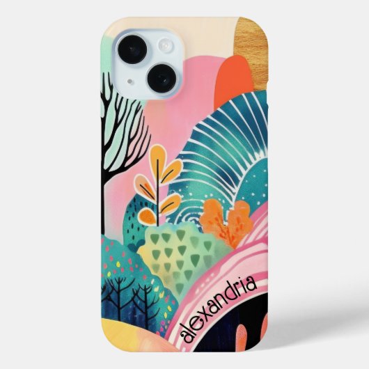 Waterverf landschap Abstract schilderkunst met naa Case-Mate iPhone Case (Achterkant)