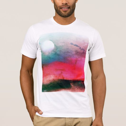 Waterverf landschap Cool Grungy Aurora T-shirt (Voorkant)