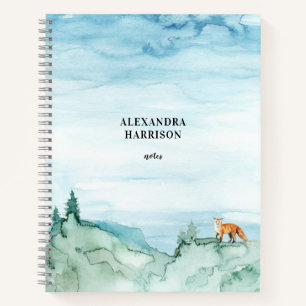 Waterverf Landschap Cute Fox Woodland Natuur Notitieboek