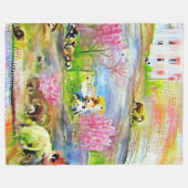 Waterverf landschap fleece deken (Voorkant (Horizontaal))