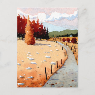 Waterverf Landschap herfstbos Briefkaart