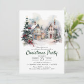 Waterverf landschap kerstfeest kaart (Staand voorkant)