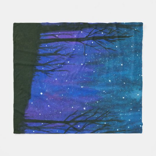 Waterverf landschap Kunst Night Sky Stars Universe Fleece Deken (Voorkant (Horizontaal))
