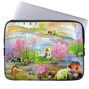 Waterverf landschap laptop sleeve