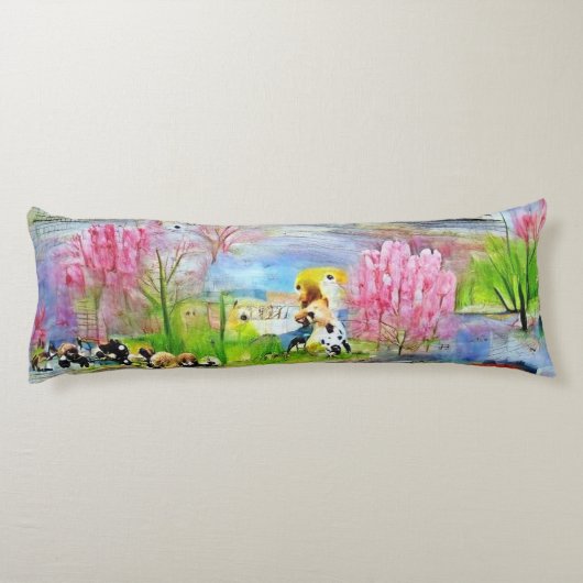 Waterverf landschap lichaamskussen (Achterkant)