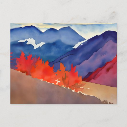 Waterverf Landschap met bergen Briefkaart (Voorkant)