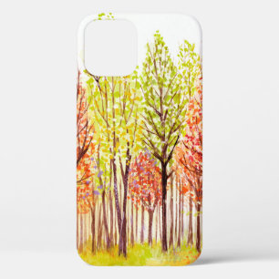 Waterverf landschap met herfstbomen iPhone 12 hoesje